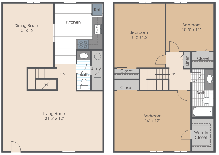 Floor Plans of Kensington Square Apartments in Trotwood, OH